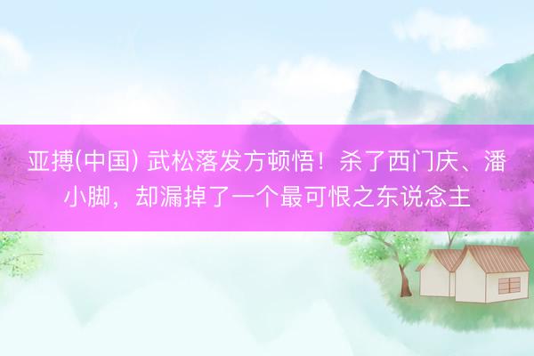 亚搏(中国) 武松落发方顿悟！杀了西门庆、潘小脚，却漏掉了一个最可恨之东说念主