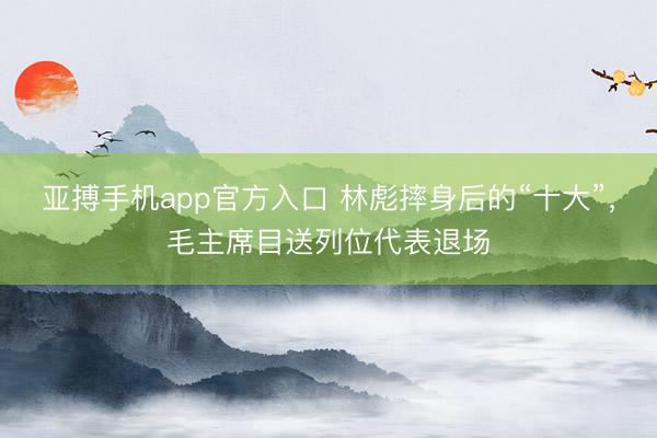 亚搏手机app官方入口 林彪摔身后的“十大”，毛主席目送列位代表退场