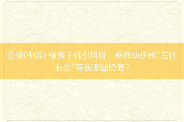 亚搏(中国) 碰落手机引纠纷，乘自动扶梯“左行右立”存在哪些隐患？