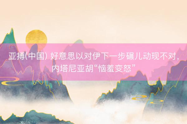 亚搏(中国) 好意思以对伊下一步碾儿动现不对,内塔尼亚胡“恼羞变怒”