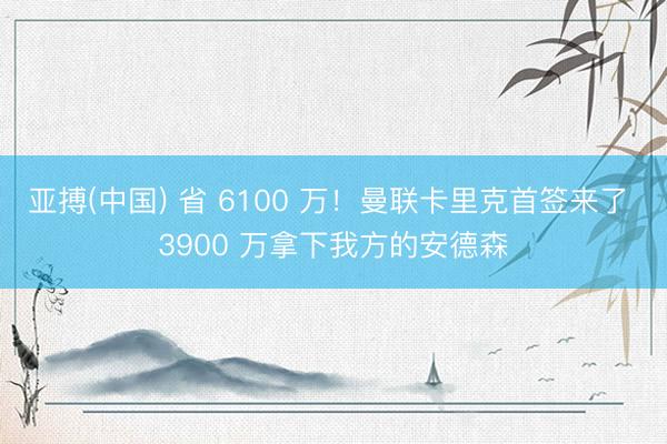 亚搏(中国) 省 6100 万!曼联卡里克首签来了 3900 万拿下我方的安德森
