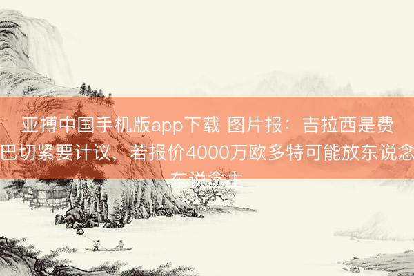 亚搏中国手机版app下载 图片报：吉拉西是费内巴切紧要计议，若报价4000万欧多特可能放东说念主