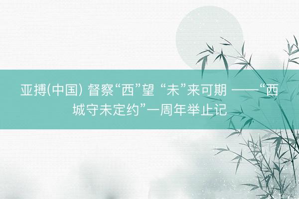 亚搏(中国) 督察“西”望 “未”来可期 ——“西城守未定约”一周年举止记