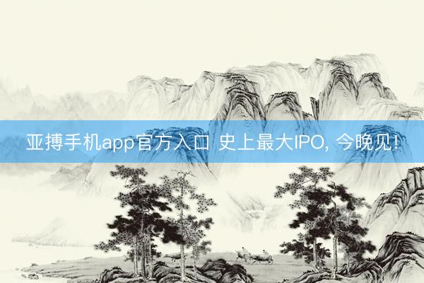 亚搏手机app官方入口 史上最大IPO, 今晚见!