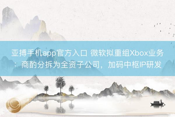 亚搏手机app官方入口 微软拟重组Xbox业务：商酌分拆为全资子公司，加码中枢IP研发