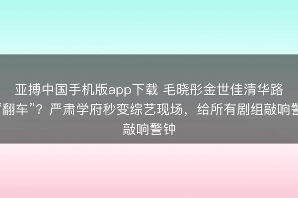 亚搏中国手机版app下载 毛晓彤金世佳清华路演“翻车”?严肃学府秒变综艺现场,给所有剧组敲响警钟