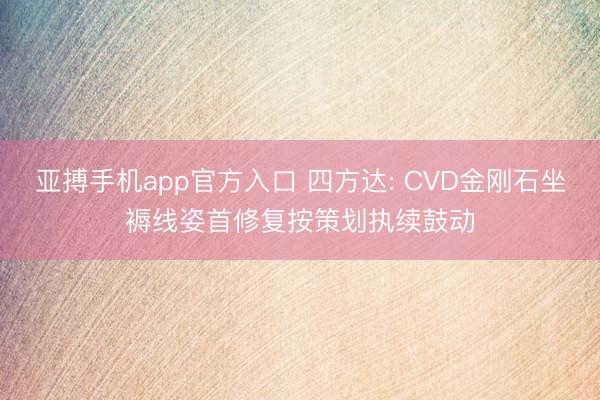 亚搏手机app官方入口 四方达: CVD金刚石坐褥线姿首修复按策划执续鼓动