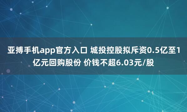 亚搏手机app官方入口 城投控股拟斥资0.5亿至1亿元回购股份 价钱不超6.03元/股