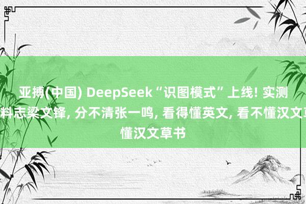 亚搏(中国) DeepSeek“识图模式”上线! 实测: 不料志梁文锋, 分不清张一鸣, 看得懂英文, 看不懂汉文草书